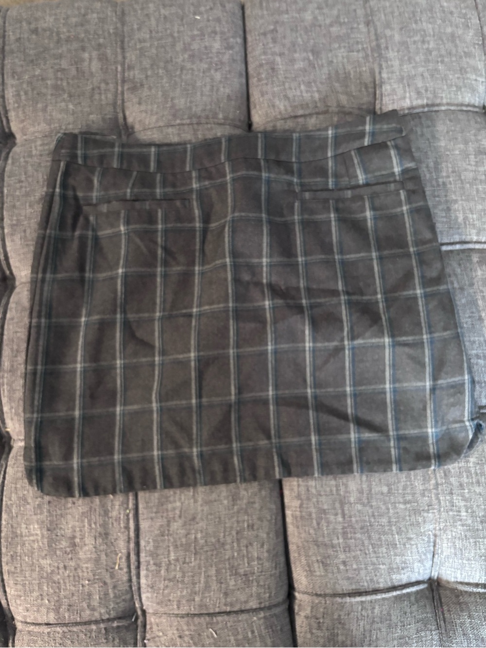 GAP Gray Plaid Mini Skirt with Blue Windowpane